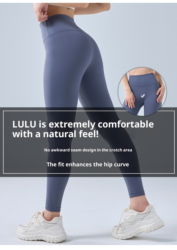 Legging de yoga Lulu Style couleur crème pour femme, effet seconde peau, taille haute, effet push-up, vêtement de sport moulant, sous-vêtement technique, séchage rapide_voghion.com