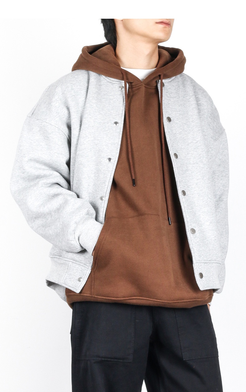 ActiveGo ActiveGo MIX Men's Clothing 2025 Autumn Winter Fleece Solid Color Baseball American Retro Trendy Brand Flight Jacket Fog Coat Top_voghion.com