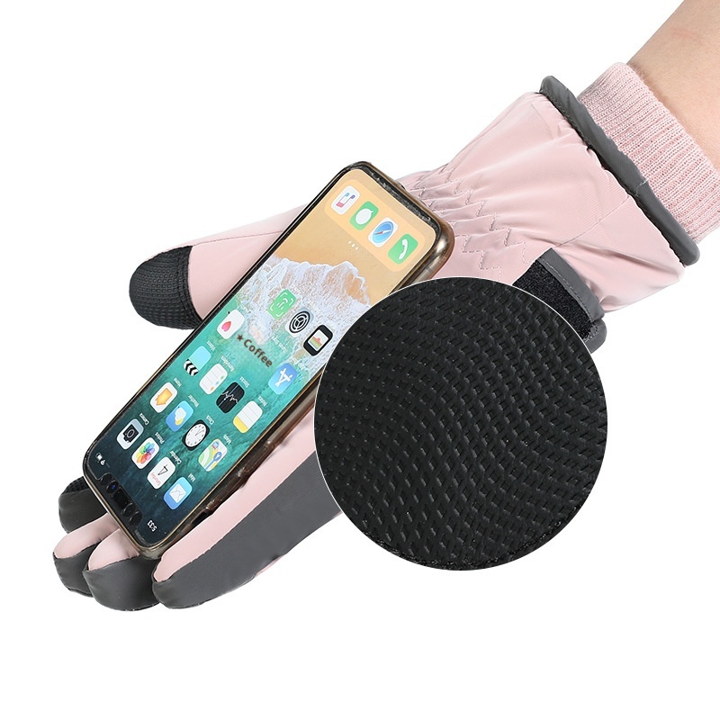 ActiveGo Women's Ski Winter New Fleece-Lined Thickened Reflective Outdoor Sports Riding Warm Windproof Cold-Proof Gloves_voghion.com