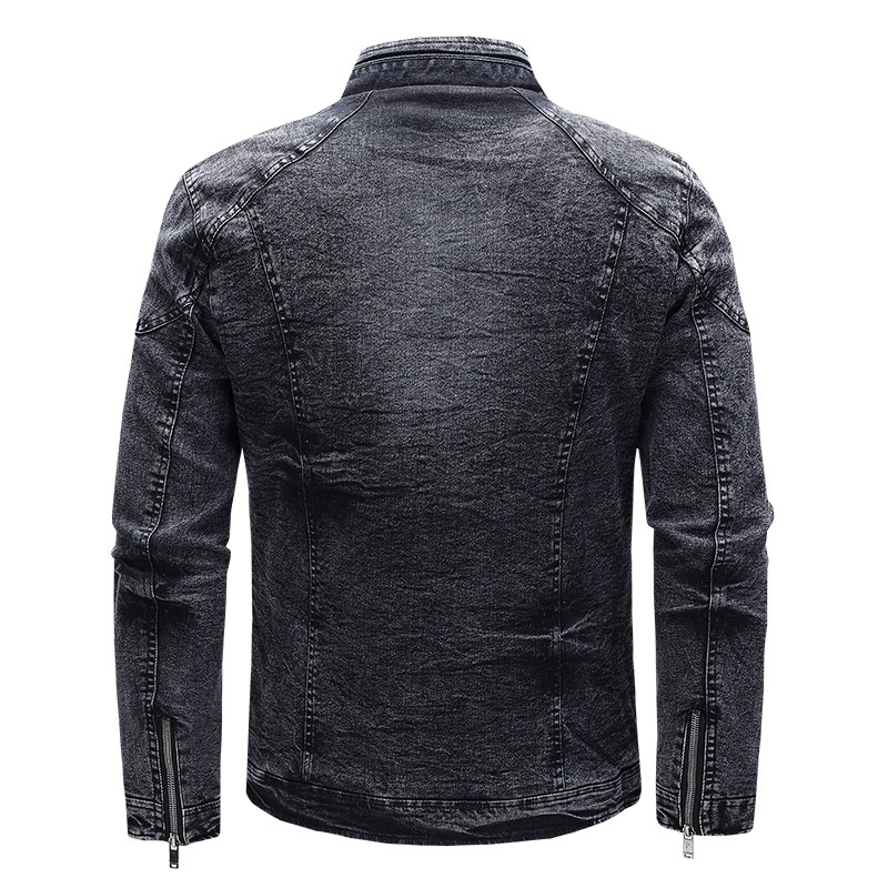 ActiveGo 2022 Primavera Otoño Nueva Chaqueta para Hombre Moda Estilo Europeo y Americano Casual Elástico Lavado Denim Top_voghion.com