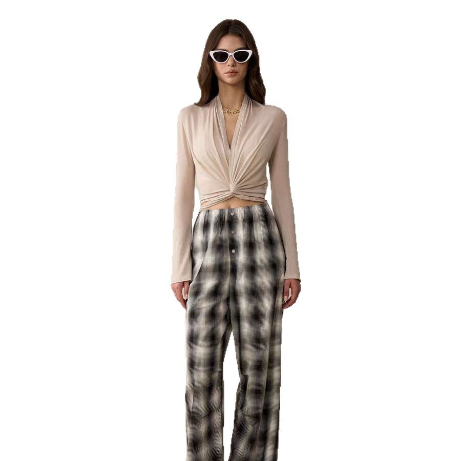 T-shirt de yoga à manches évasées pour femme (réf. 001), coupe ajustée et douce pour la peau, haut de sport à bretelles croisées, vêtement de fitness respirant._voghion.com