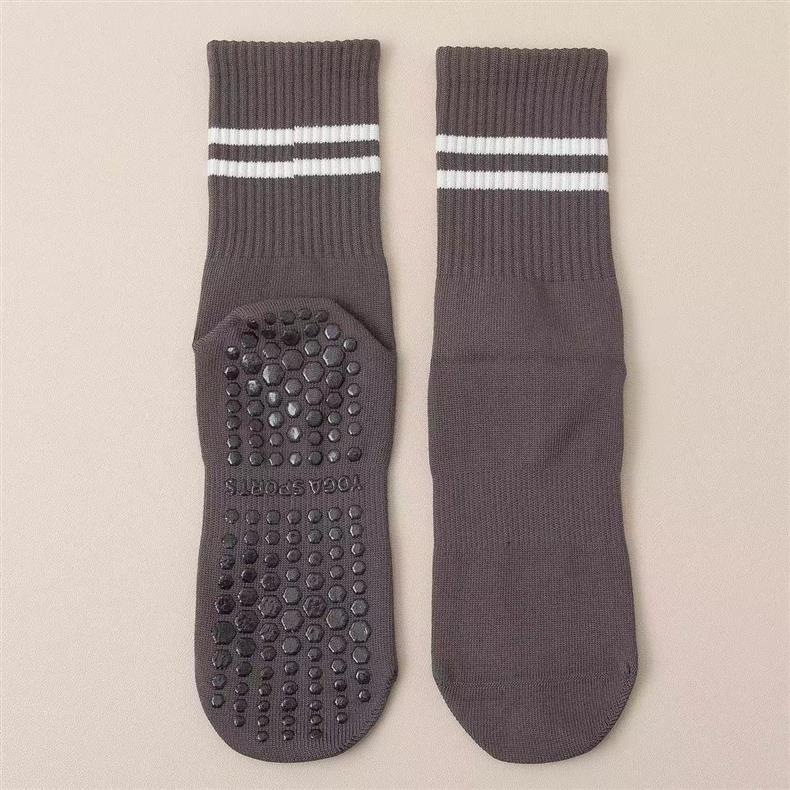Chaussettes de sport Pilates Professional 5 orteils mi-mollet à deux barres antidérapantes - Dropshipping_voghion.com