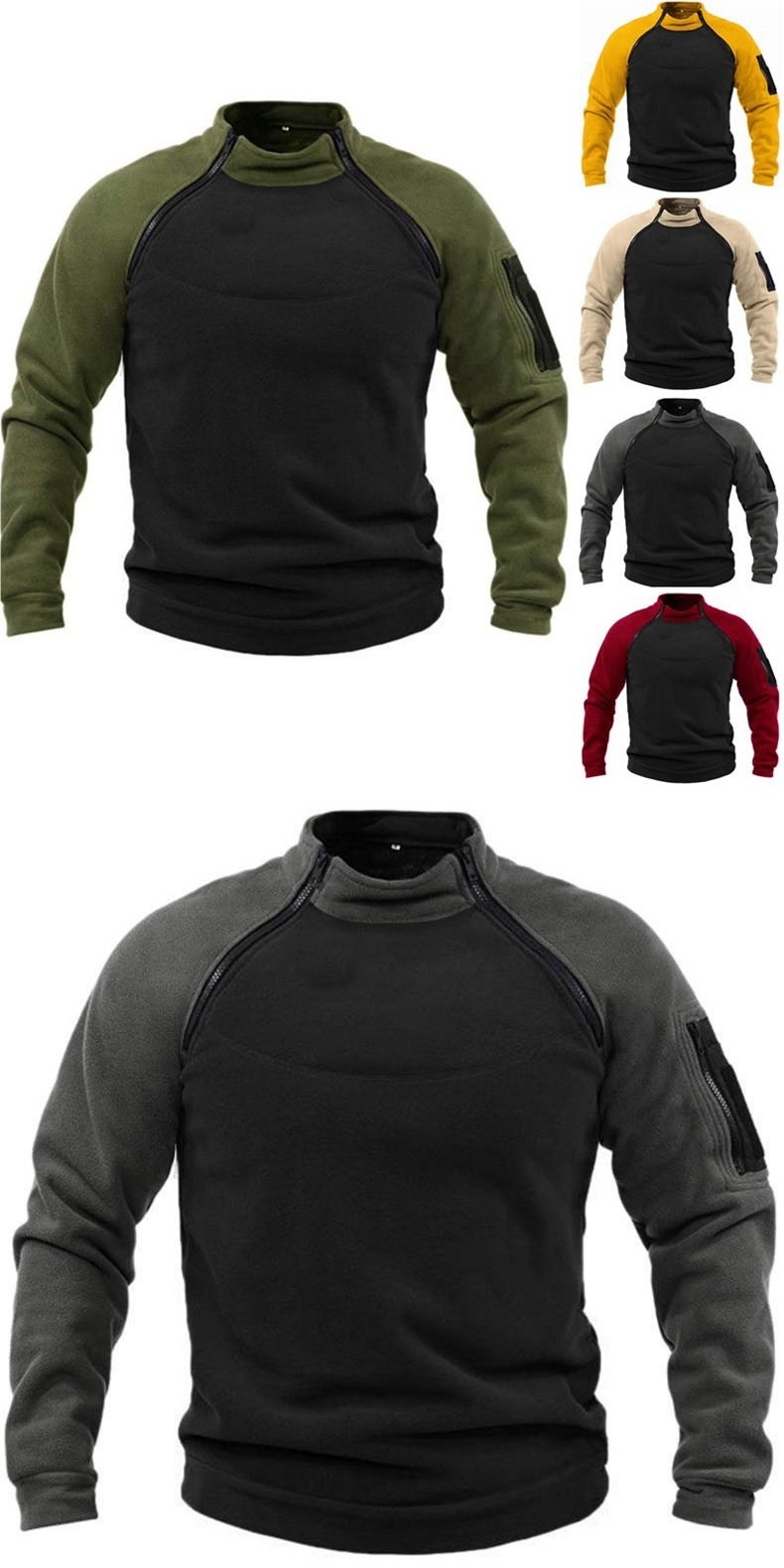 ActiveGo ActiveGo Fabricant transfrontalier européen-américain Sweat-shirt à col montant Printemps et automne Coupe ample à double manches Color Block_voghion.com