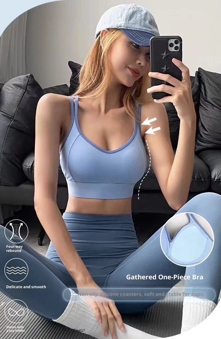 Top deportivo push-up para mujer, resistente a impactos, ideal para correr, entrenar y hacer ejercicio. Diseño de espalda de una pieza tipo top tipo sujetador deportivo para yoga._voghion.com