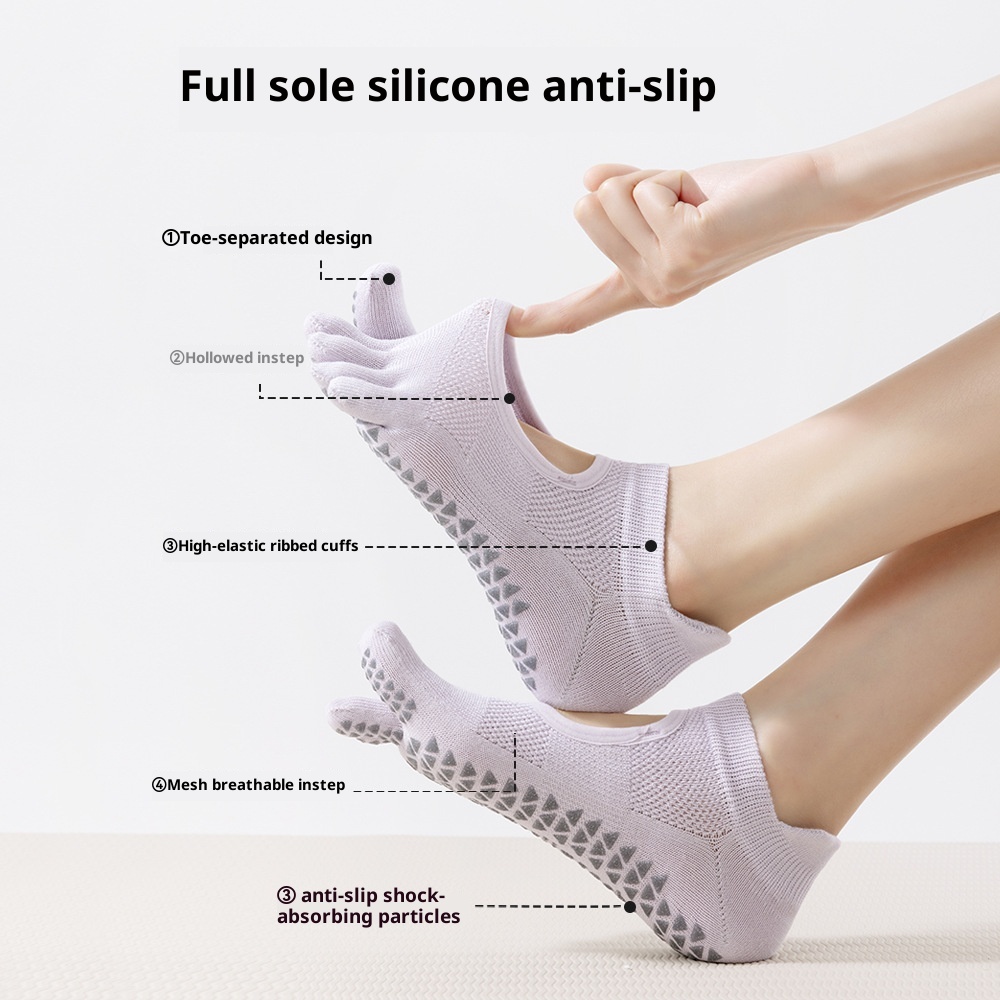 001 Manufacturer New Product Wholesale Autumn Winter Yoga Professional Non-Slip Open Five-Toe Bodhi Split Toe Floor Socks_voghion.com