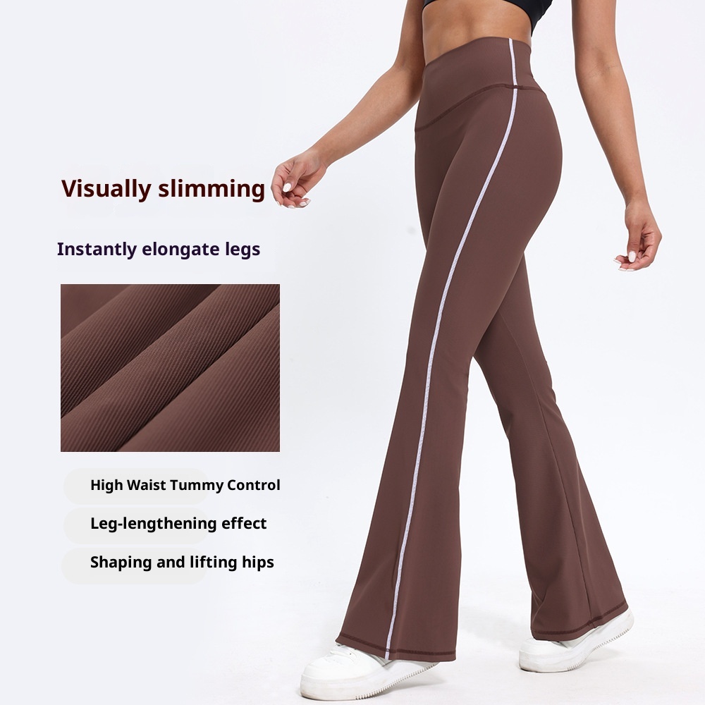Pantalon de yoga taille haute pour femme, effet push-up, idéal pour le fitness, la course à pied et l'entraînement en extérieur. Coupe évasée et amincissante._voghion.com