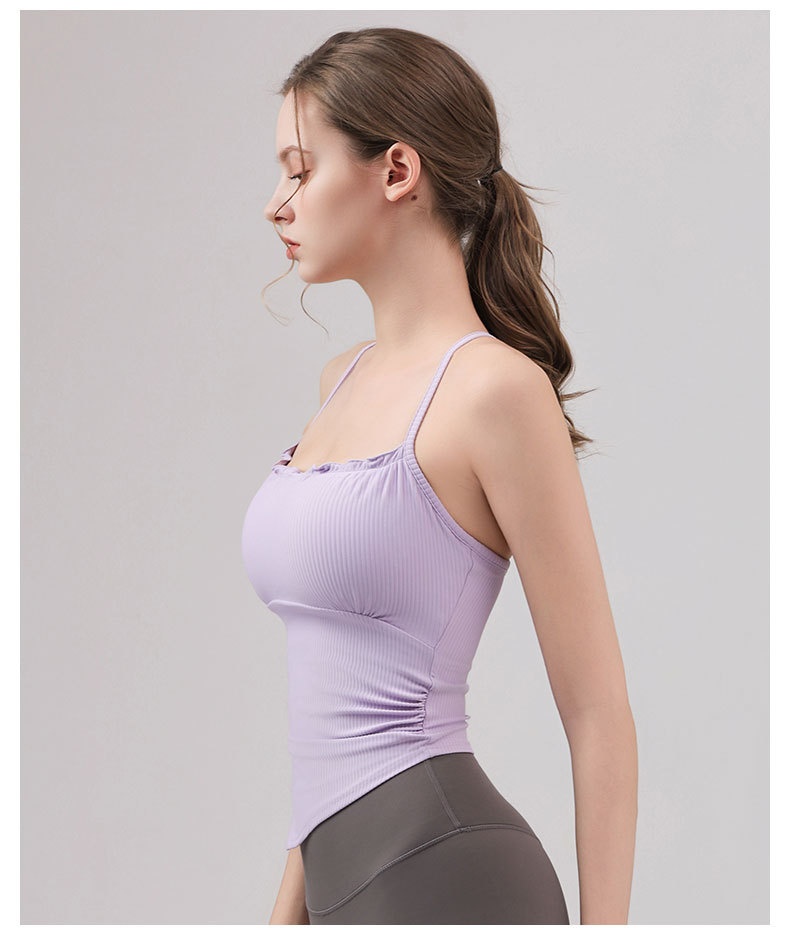 001 Fixed Cup Cross Vest Women Slimming Yoga Fitness Comfortable Thin Strap Outer Wear Sports Bra_voghion.com