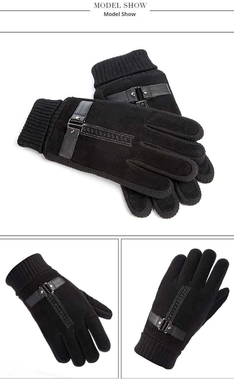 Guanti invernali ActiveGo in vera pelle per uomo e donna, spessi e foderati in pile, caldi guanti in cotone, antivento per ciclismo e sci all'aperto_voghion.com