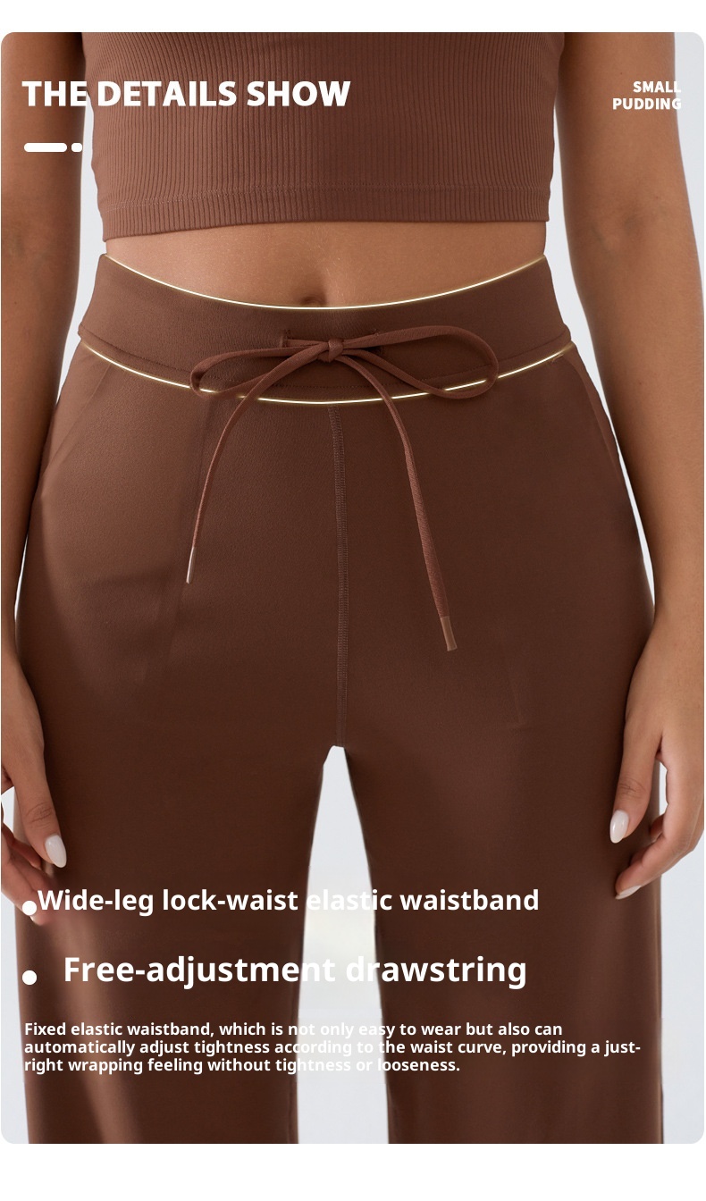 001 Damen Freizeit-Sporthose, locker geschnitten, schnelltrocknend, gerader Schnitt, hoher Bund, Bauchkontrolle, Yogahose, weites Bein_voghion.com