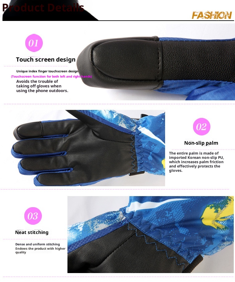 ActiveGo Parent-Child Winter Warm Ski Gloves Waterproof Cold-Proof Fleece-Lined Thickened Touchscreen Outdoor Hiking Cycling_voghion.com