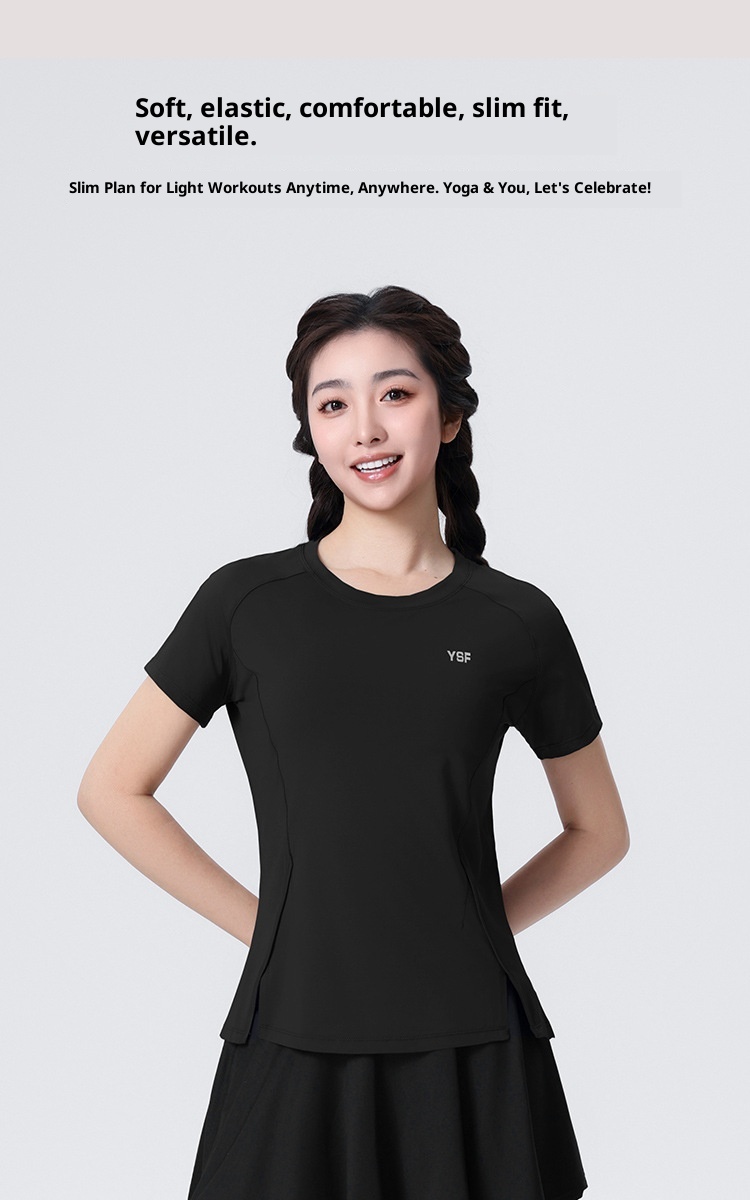 001 2025 Nuovo Yoga Pilates Training Wear Mattina Asciugatura Rapida Fitness Sport Magliette a Maniche Corte Donna_voghion.com