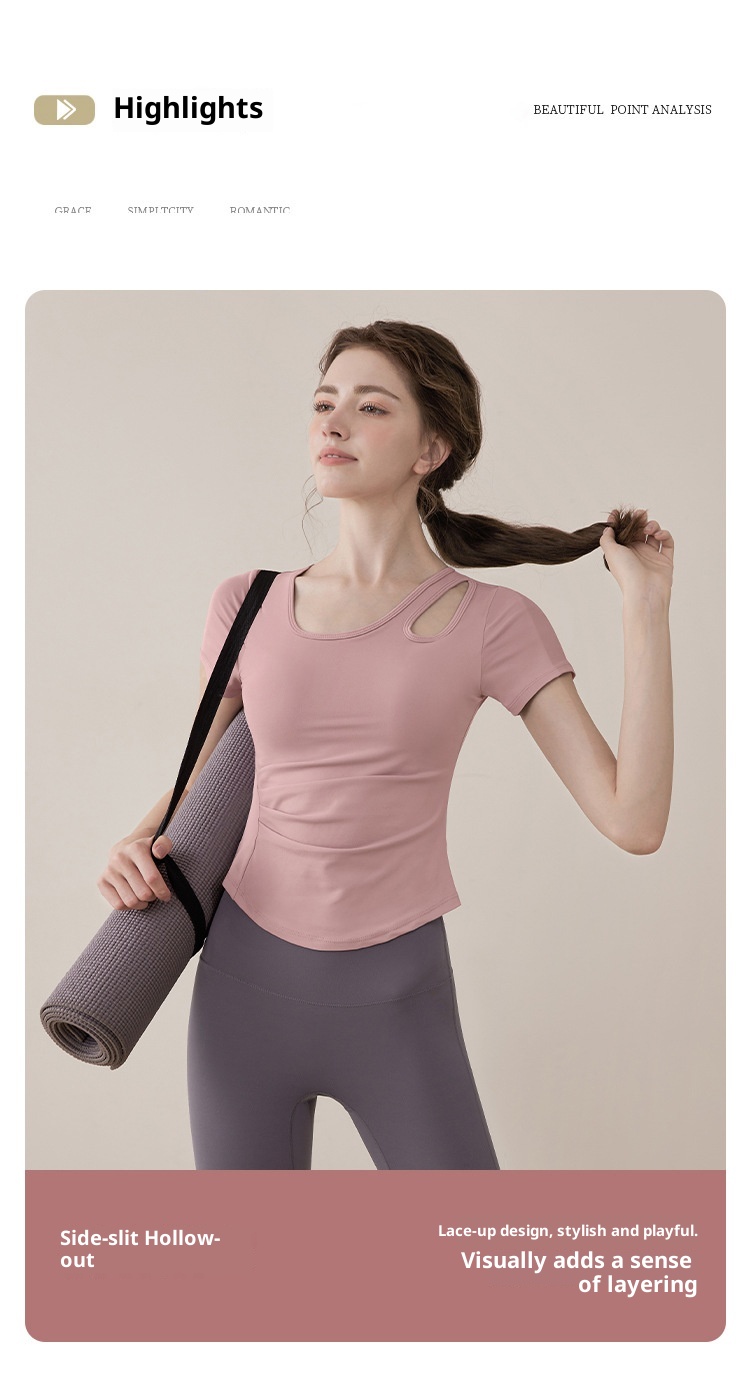 001 Training Advanced Pilates Yoga Abbigliamento fitness da donna Nuovo top sportivo a maniche corte traspirante e confortevole_voghion.com