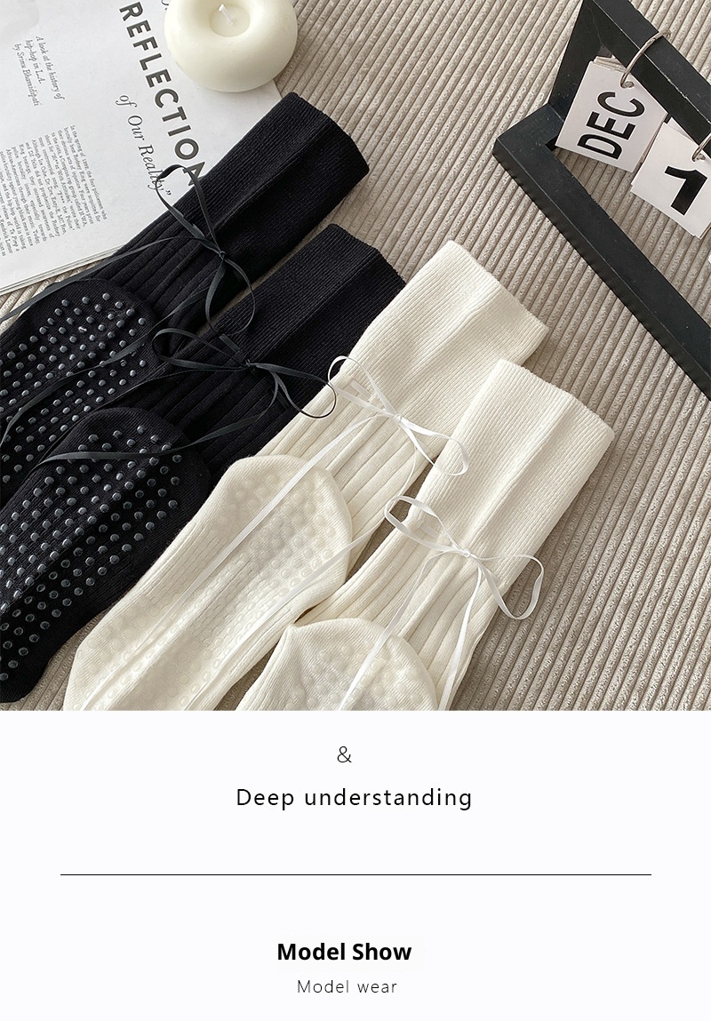 001 Video Album Parameters Yoga Ballet Pilates Special Socks Non-Slip Open Toe Miu Style Ribbon_voghion.com