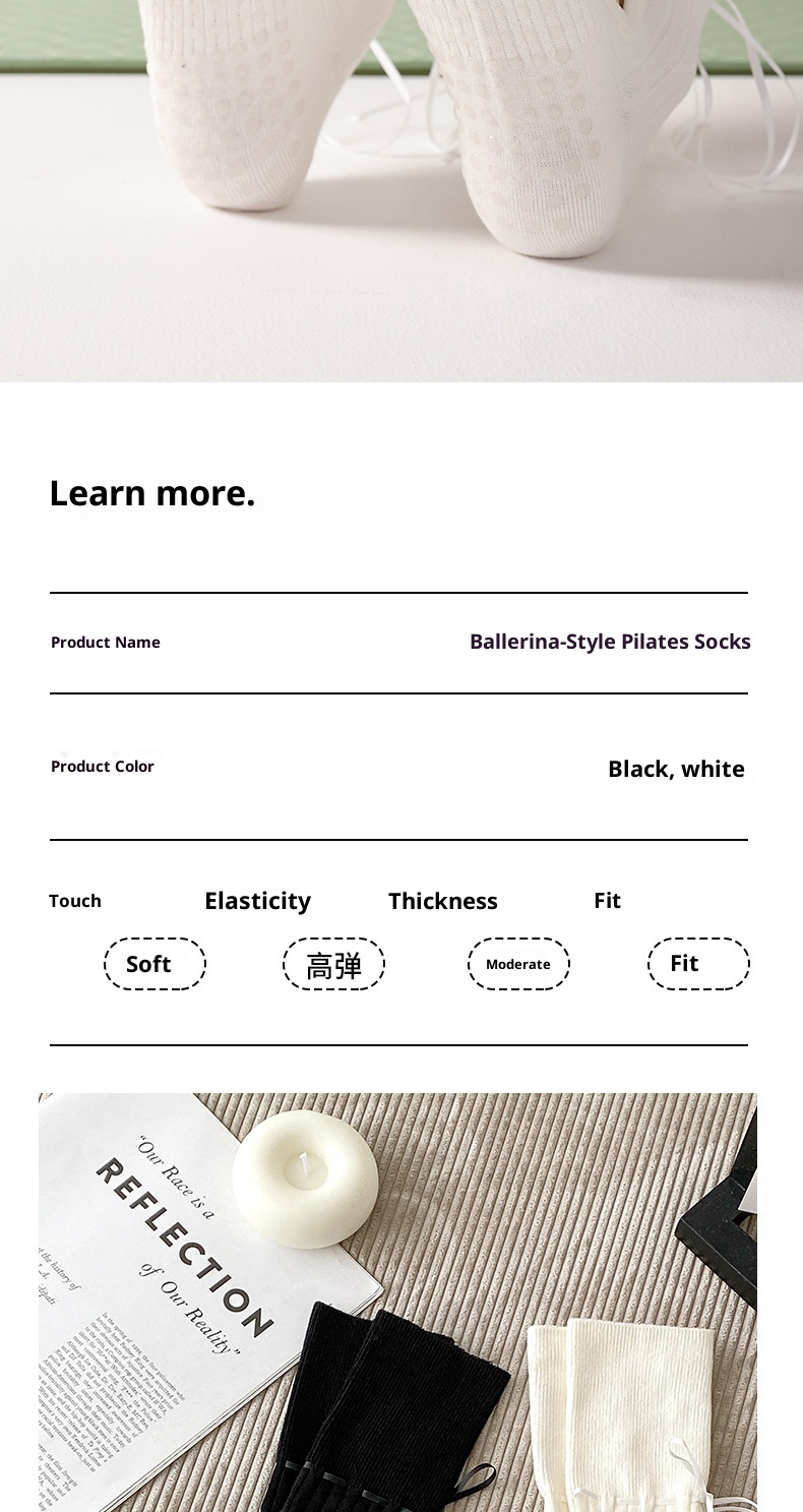 001 Video Album Parameters Yoga Ballet Pilates Special Socks Non-Slip Open Toe Miu Style Ribbon_voghion.com