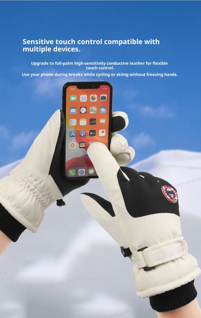 ActiveGo Ski X8 Unisex Windproof Waterproof Outdoor Cycling Motorcycle Winter Fleece Lined Thickened Warm Finger-separated Gloves_voghion.com