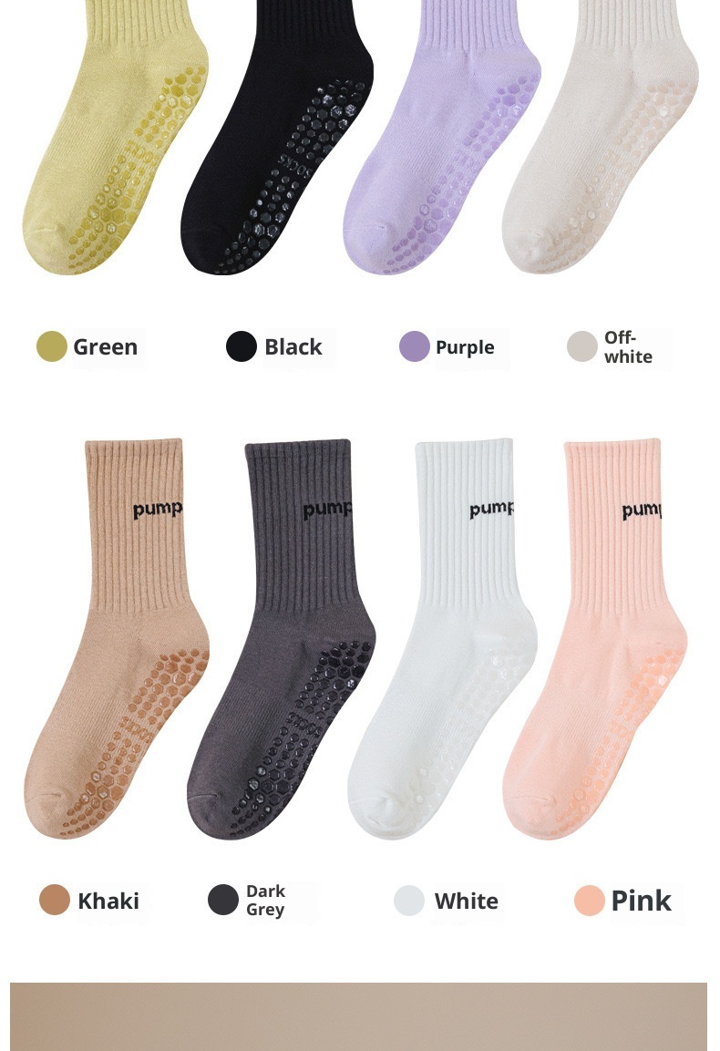 Chaussettes de sport professionnelles pour le yoga et le Pilates en salle, mi-mollet, confortables et antidérapantes, idéales pour le Pilates et le yoga en intérieur._voghion.com