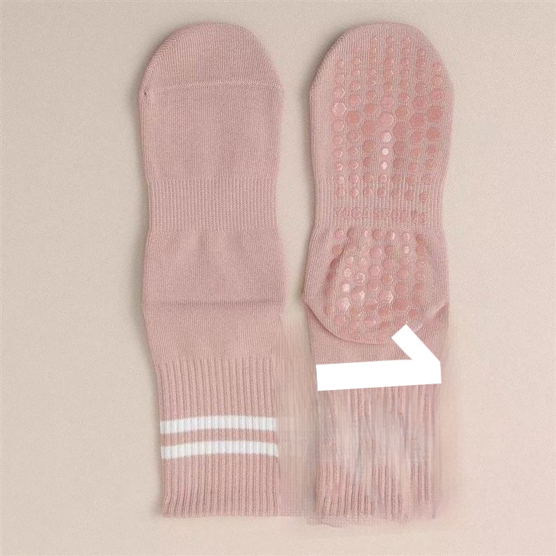 Chaussettes de sport Pilates Professional 5 orteils mi-mollet à deux barres antidérapantes - Dropshipping_voghion.com