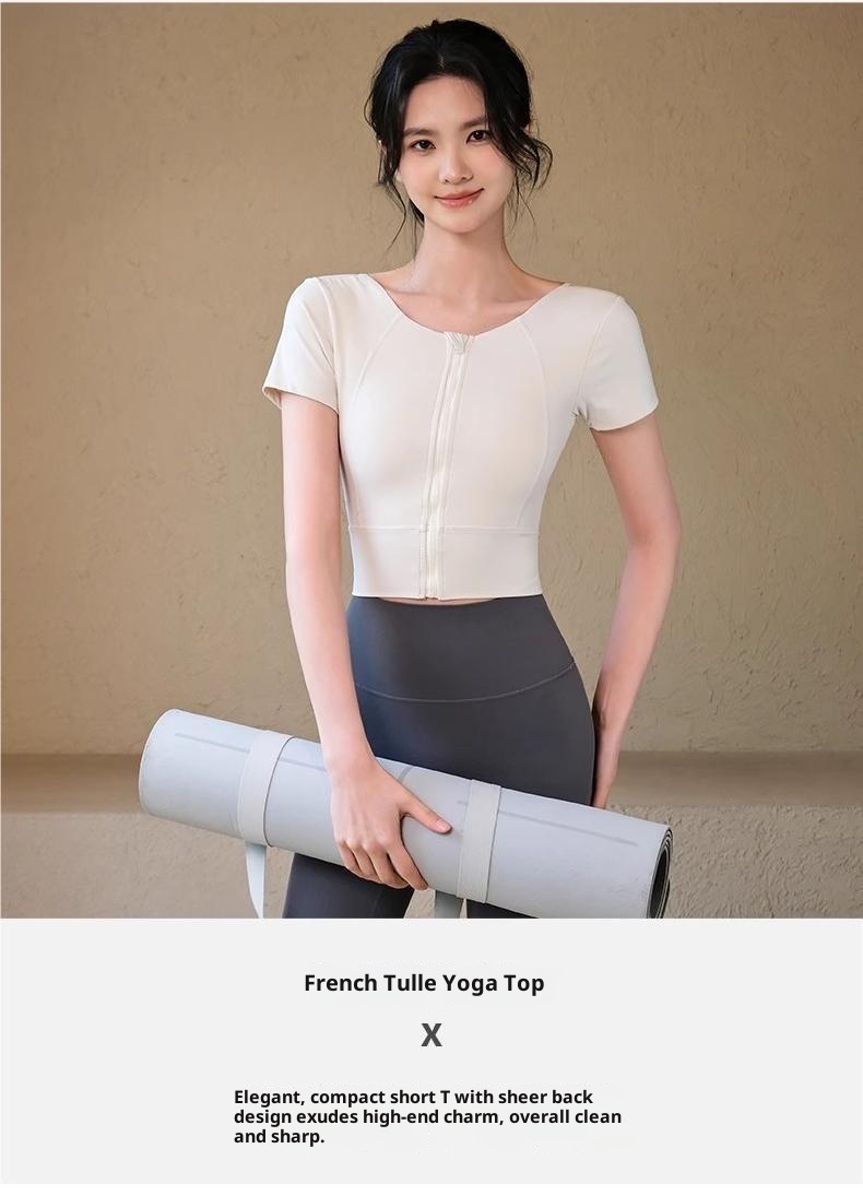 001 Top da yoga da donna con cerniera frontale e protezioni per il petto, nuovo gilet fitness, reggiseno sportivo per allenamento Pilates, abbigliamento da palestra_voghion.com