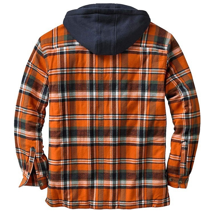 ActiveGo ActiveGo Commercio Estero Abbigliamento Uomo Stile Europeo e Americano Autunno Inverno Cotone Spesso Plaid Manica Lunga Largo Con Cappuccio_voghion.com