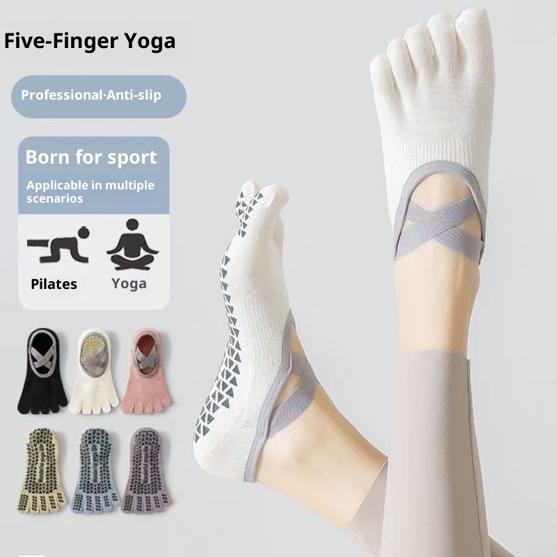 001 Yoga Five-Toe For Women Professional Non-Slip Breathable Sweat-Absorbing Pilates Sports Toe-Separating Floor Socks_voghion.com