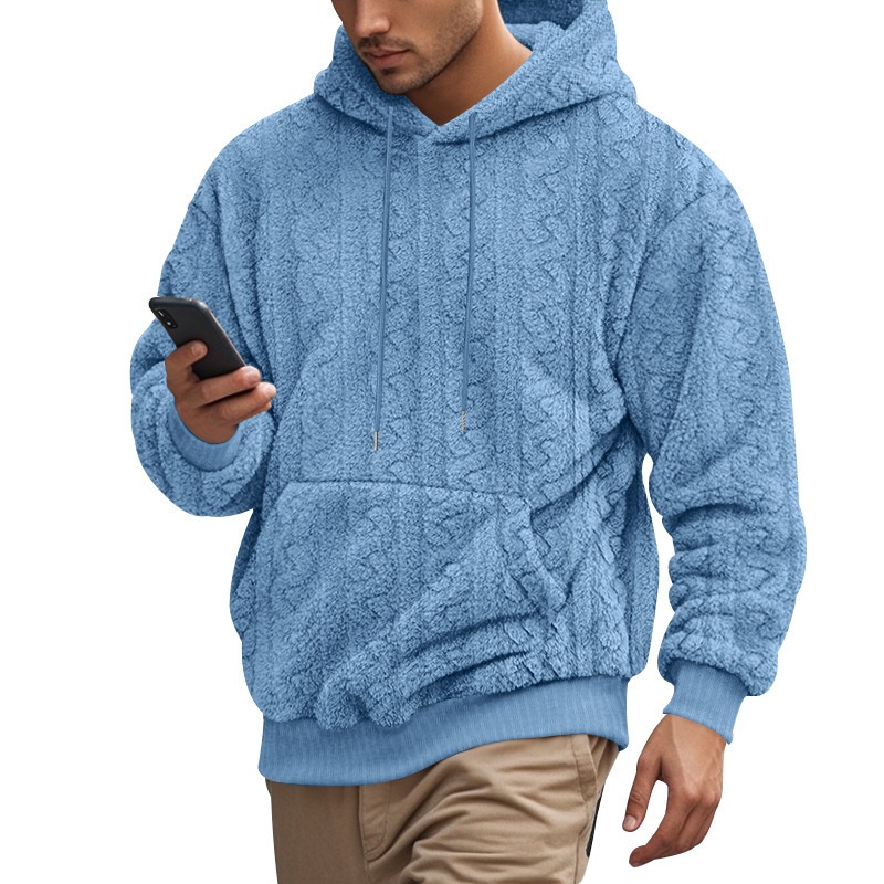 ActiveGo ActiveGo Cross-Border European And American Outdoor Autumn Winter New Men's Hooded Jacquard Teddy Fleece Sports Casual_voghion.com