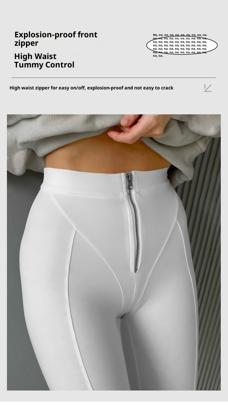 001 Pantaloni fitness con cerniera a vita alta transfrontalieri per donna, pantaloni da yoga ad asciugatura rapida, snellenti e per il sollevamento dei glutei, per sport all'aria aperta_voghion.com