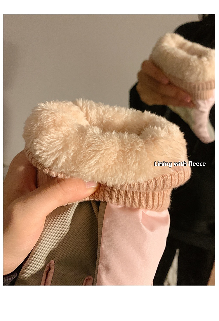 ActiveGo schattige roze beer skihandschoenen voor dames, winter touchscreen fleece, waterdicht, warm, 2024, winddicht, fietsen, buiten_voghion.com