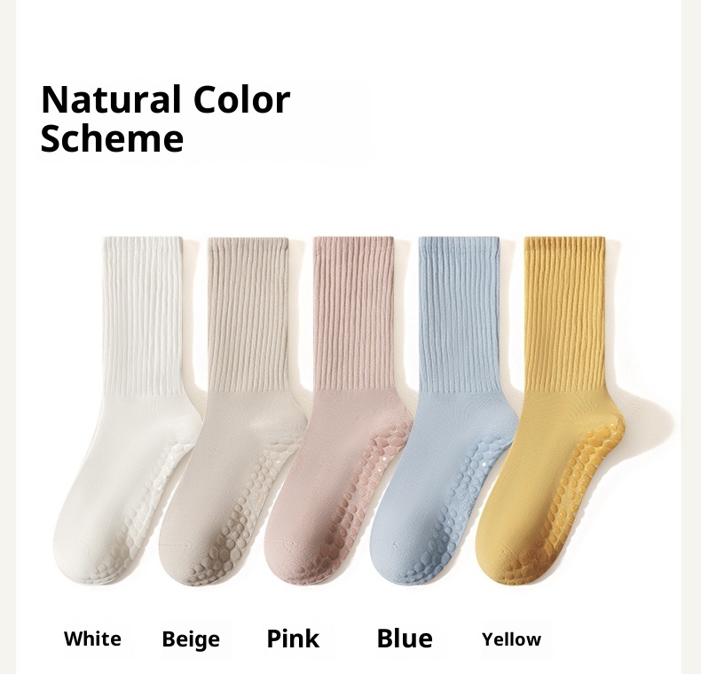 Chaussettes de sport mi-mollet antidérapantes pour femmes, idéales pour le yoga, le fitness et le Pilates. À porter avec un pantalon Shark._voghion.com