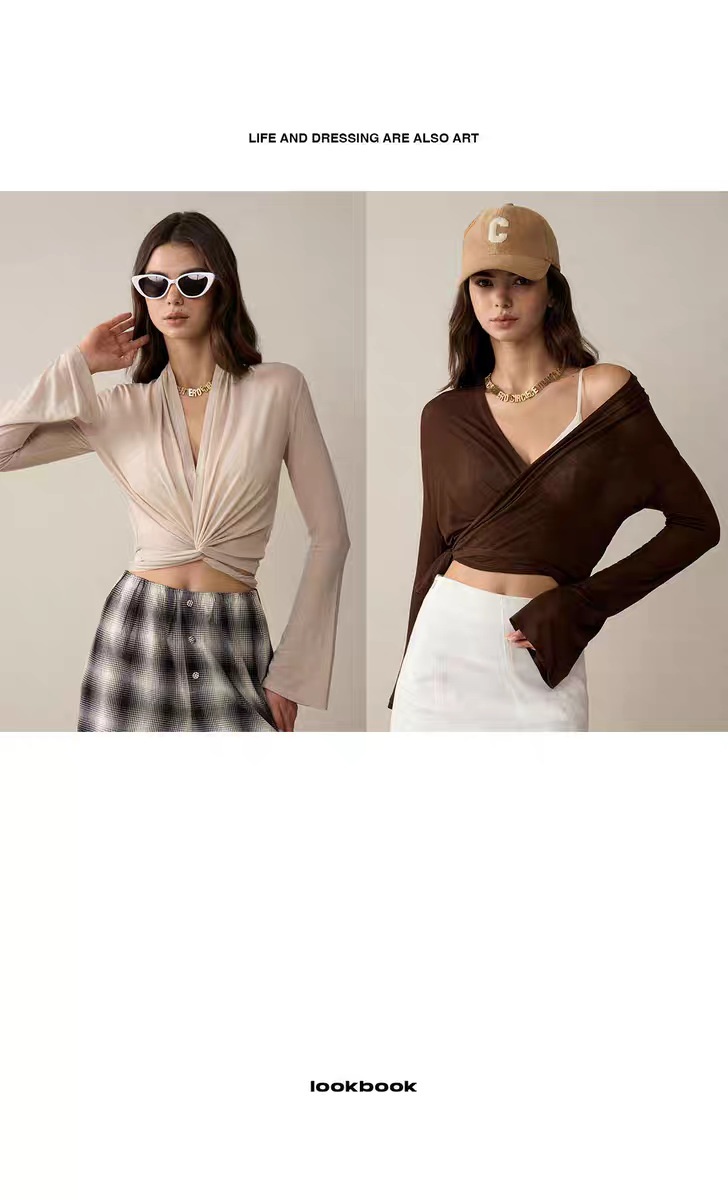 T-shirt de yoga à manches évasées pour femme (réf. 001), coupe ajustée et douce pour la peau, haut de sport à bretelles croisées, vêtement de fitness respirant._voghion.com