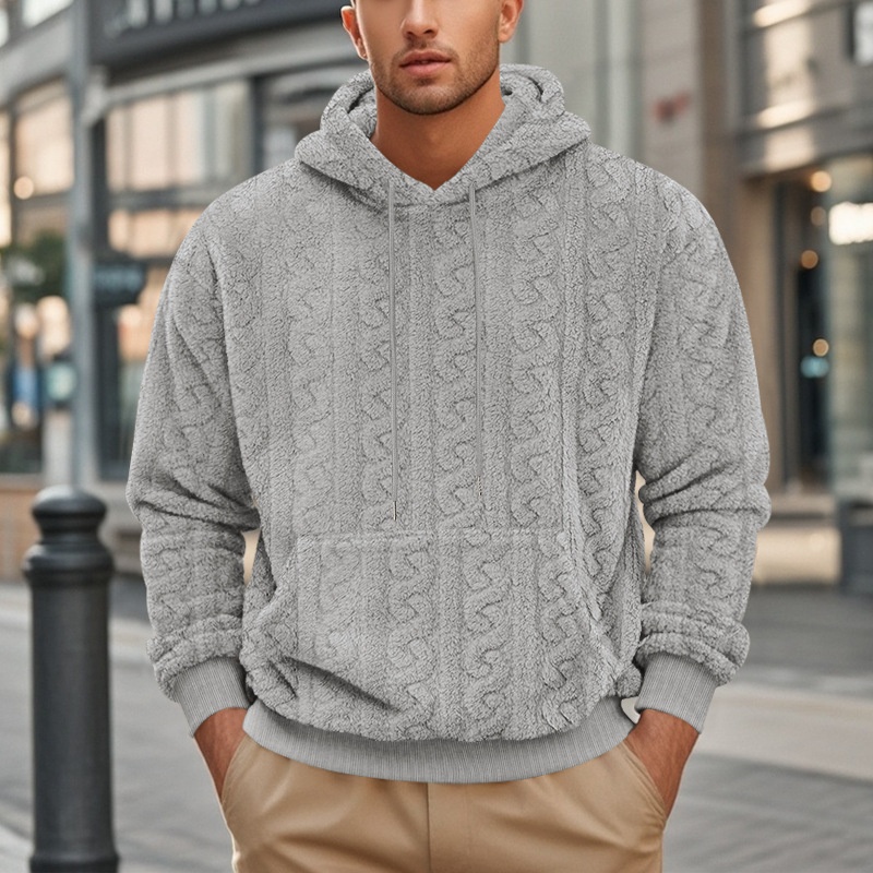 ActiveGo ActiveGo Cross-Border European And American Outdoor Autumn Winter New Men's Hooded Jacquard Teddy Fleece Sports Casual_voghion.com