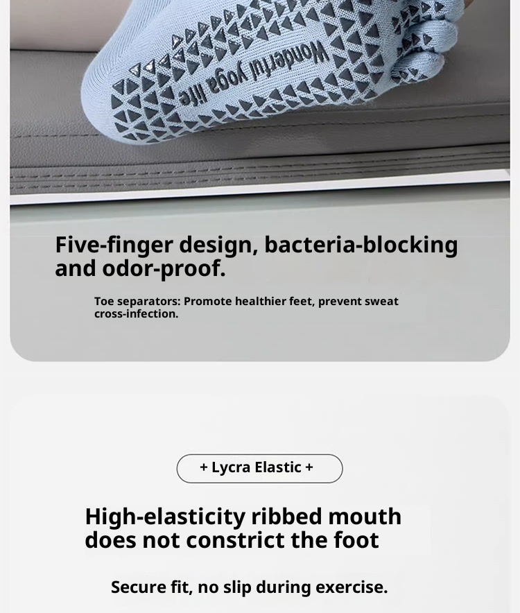001 Five-Finger Yoga Non-Slip Profeional Women Mid-Calf Pilate Indoor Beginner Training Fitne Sport Toe Separator_voghion.com
