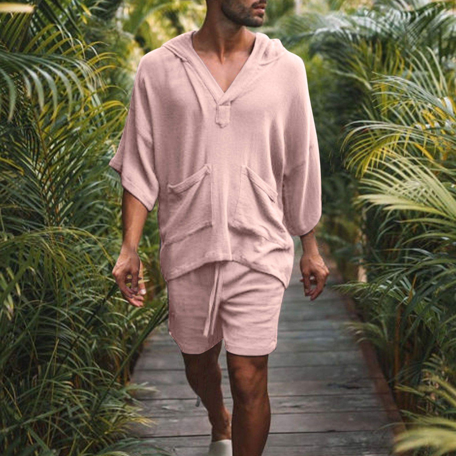 ActiveGo ActiveGo 2022 European And American Style New Cotton Linen Loose Casual Suit Vacation Men's Hot-Selling Sportswear_voghion.com