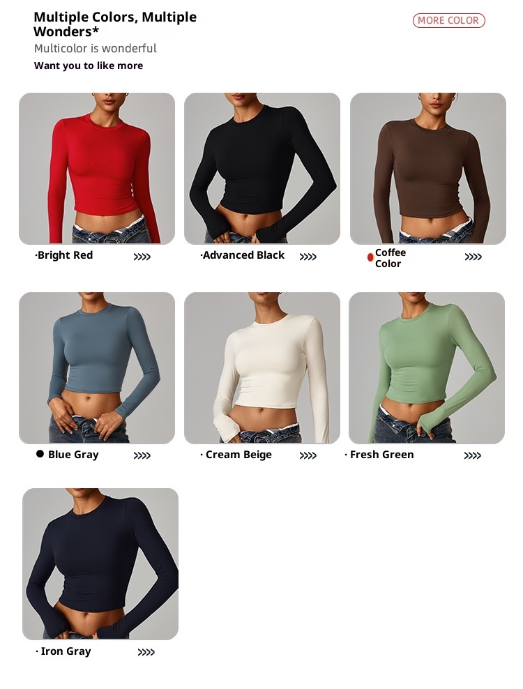 T-shirt moulant femme 001, séchage rapide, manches longues, idéal pour le yoga, le pilates, la course à pied et le fitness (réf. 8743)_voghion.com