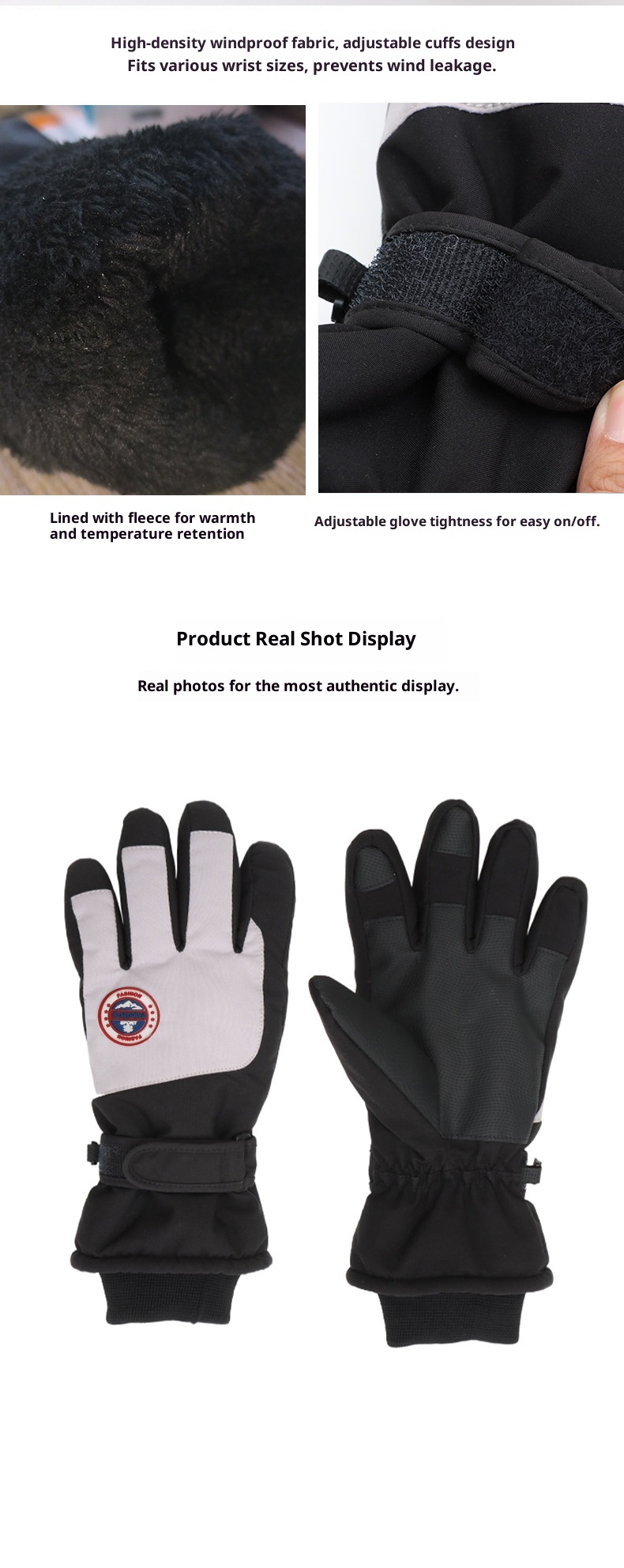 ActiveGo Outdoor Sports High-Value Couple Style Ski Thickened Fleece-Lined Warm Mountaineering Cycling Touchscreen Gloves_voghion.com