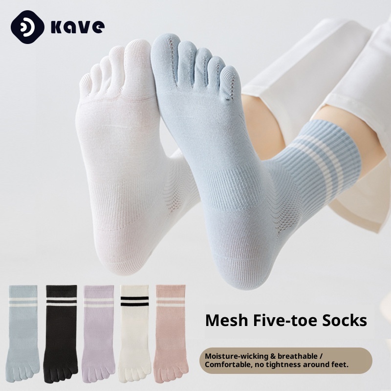 001 Yoga For Women, Sweat-Absorbent, Breathable, Finger-Separated High Elasticity, Mesh Five-Toe Socks, Non-Slip Fitness_voghion.com