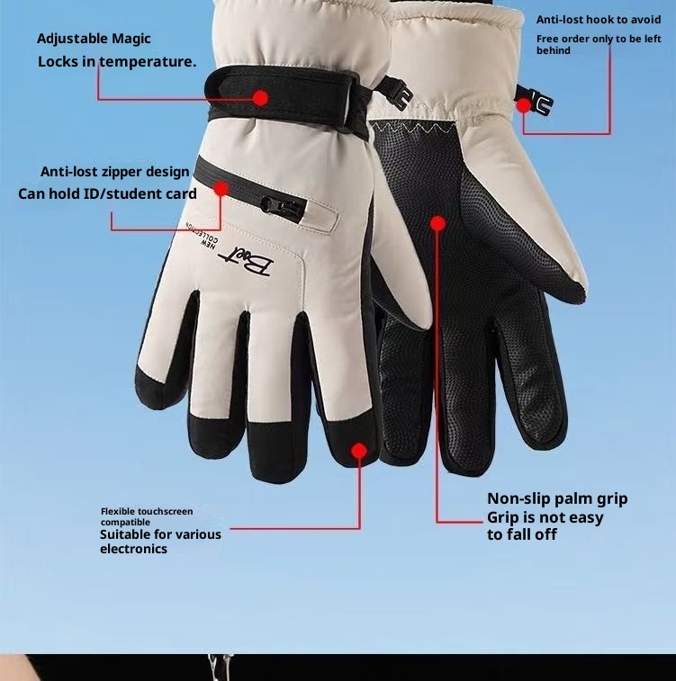 ActiveGo Premium Ski Gloves For Women, Cycling Warm And Cold-Proof Riding Cotton Gloves, Touchscreen Windproof Outdoor Thickened_voghion.com