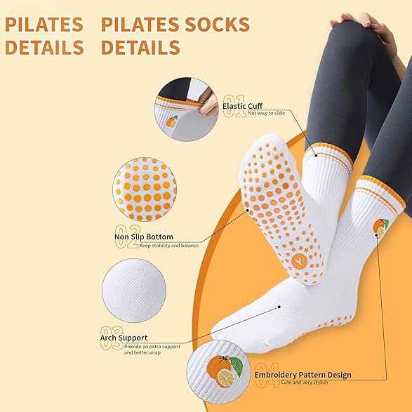 Chaussettes de sport au sol à cinq orteils, antidérapantes et confortables, style professionnel, pour le yoga et le Pilates (modèle 001), avec pantalon requin mi-mollet._voghion.com