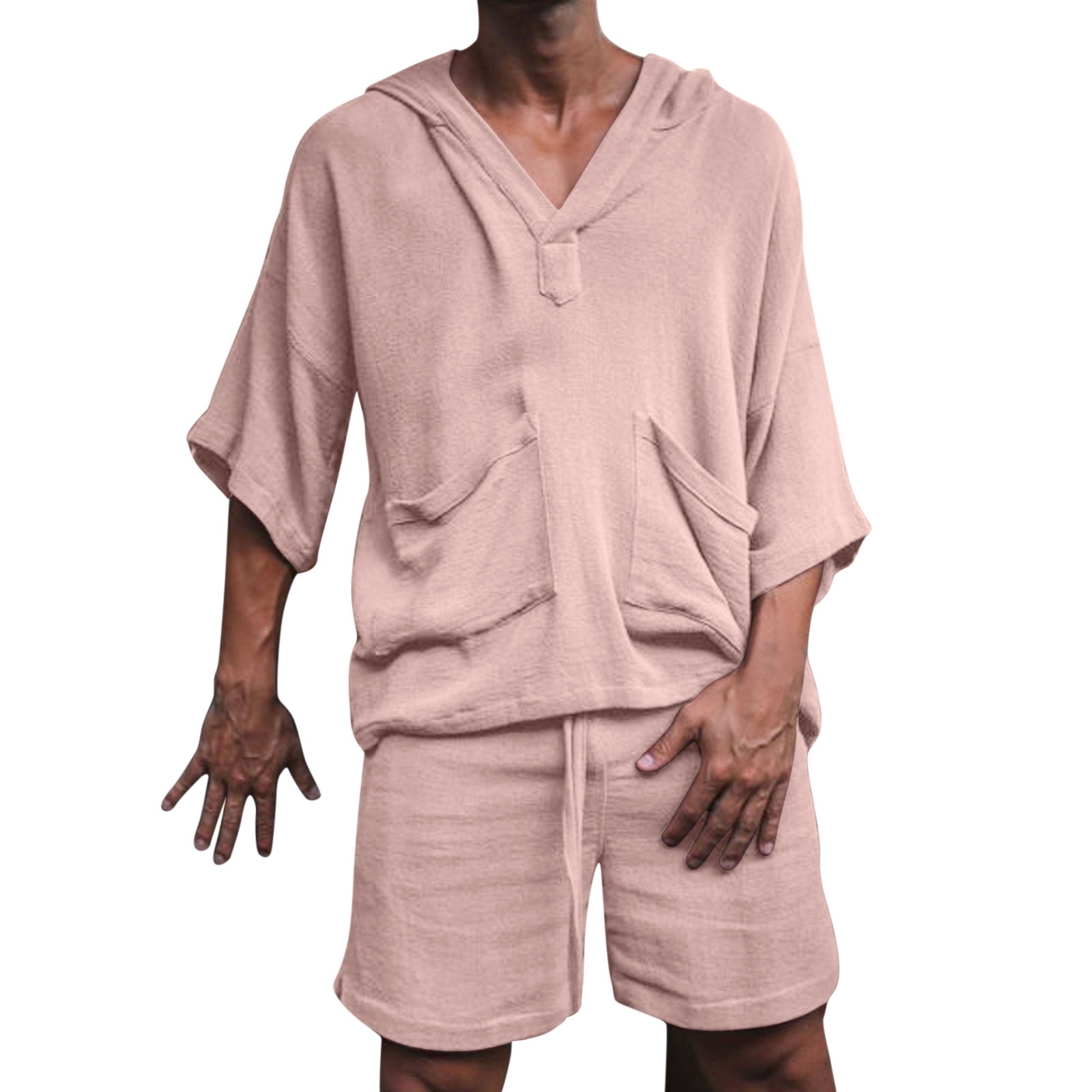 ActiveGo ActiveGo 2022 European And American Style New Cotton Linen Loose Casual Suit Vacation Men's Hot-Selling Sportswear_voghion.com