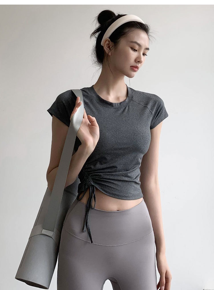 001 Short Sleeve Fitness Shirt Breathable Quick-Dry Sports Top For Women Summer New Running Pilates Training Yoga T-Shirt_voghion.com