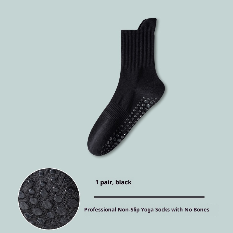 001 Non-Slip Men Mid-Calf Yoga Cotton Professional Sports Sweat-Absorbent Deodorant Pilates Indoor Adult Floor Socks_voghion.com