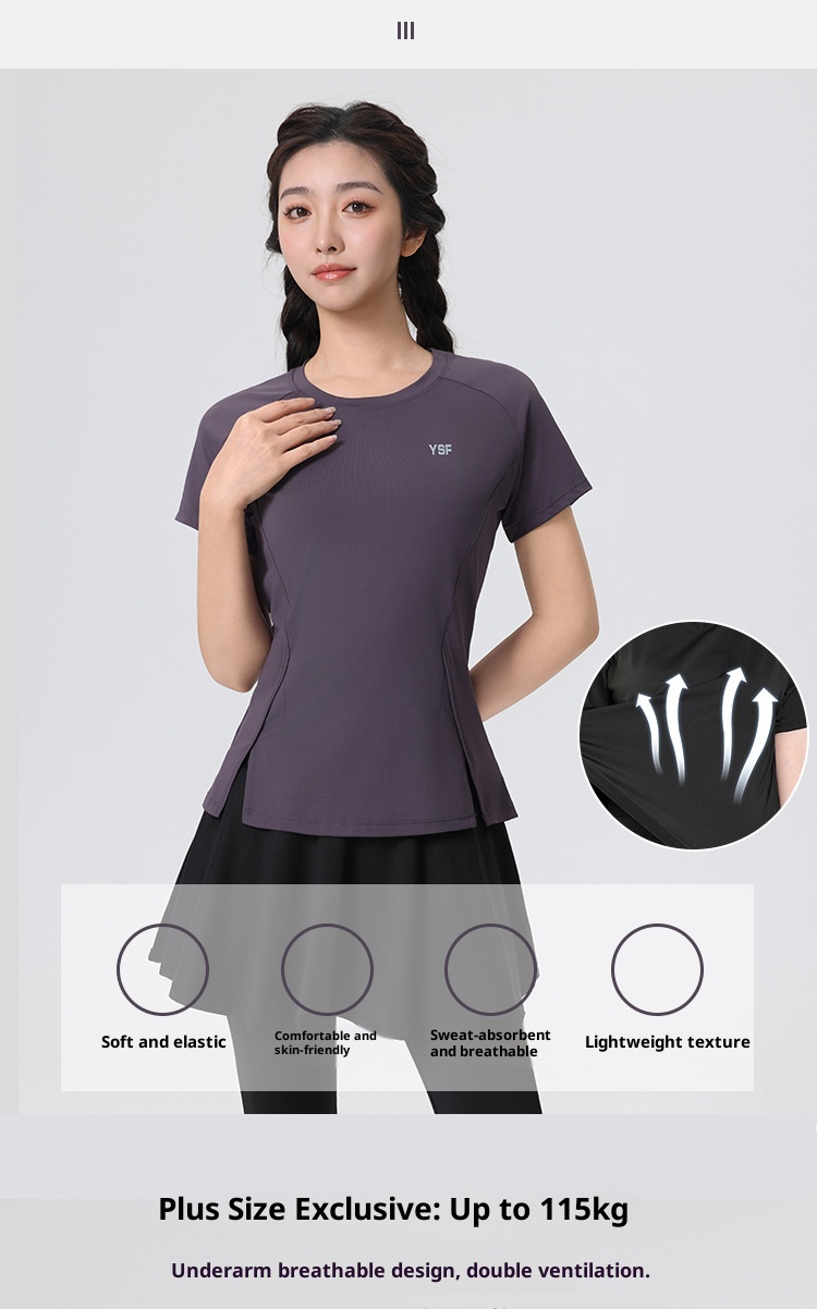 001 2025 Nuovo Yoga Pilates Training Wear Mattina Asciugatura Rapida Fitness Sport Magliette a Maniche Corte Donna_voghion.com