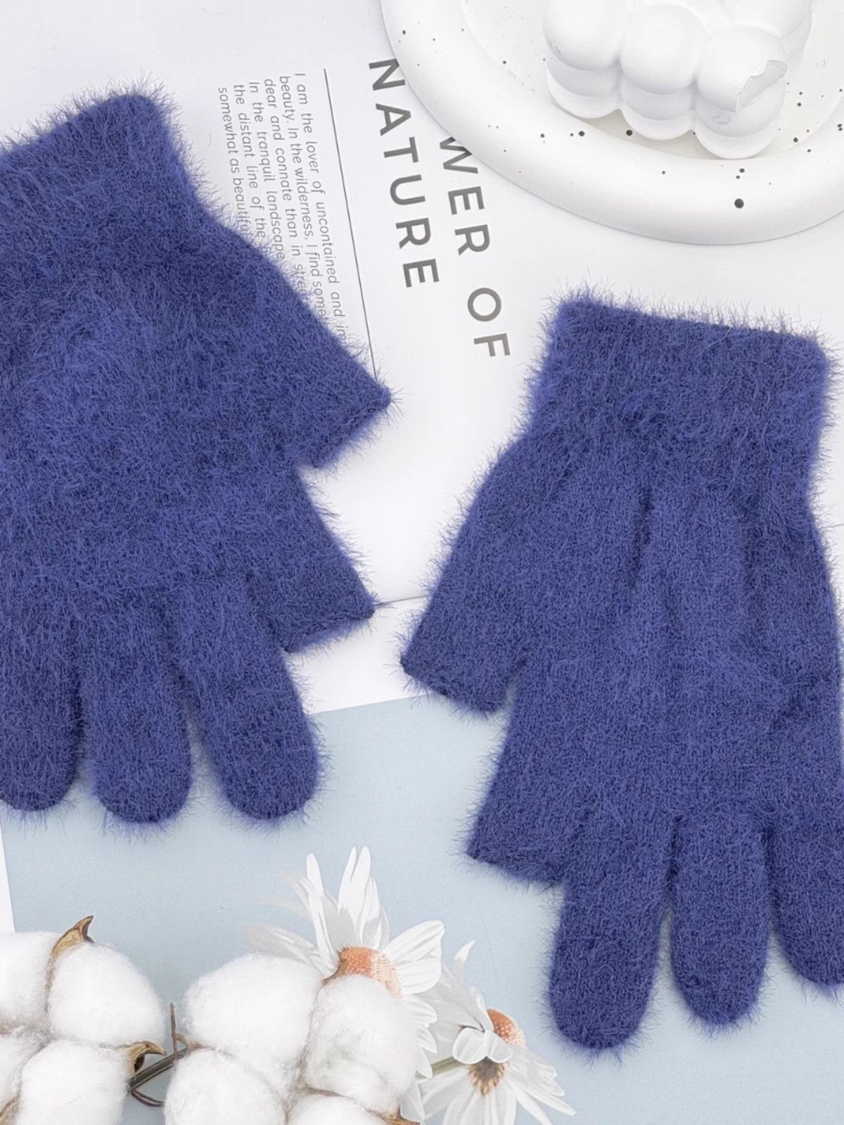 ActiveGo Winter Warm Plush Thickened Cold-Proof Student Two-Finger Exposed Outdoor Cycling Skiing Gloves_voghion.com