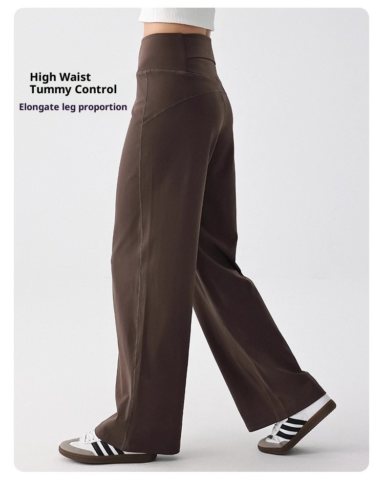 001 Loose Breathable Straight-Leg Draped Spor For Women High Waist Slimming Pilates Running Training Yoga Fitness Long_voghion.com