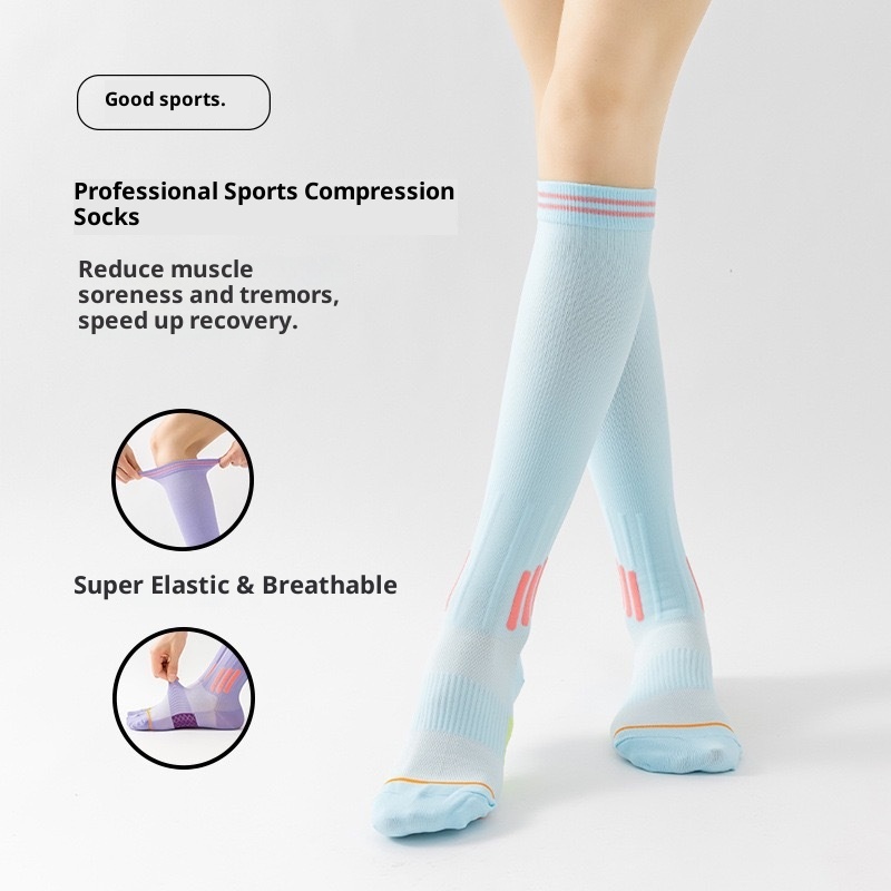 001 Calzini lunghi da donna a compressione con dopamina, per fitness, corsa, ciclismo, outdoor_voghion.com