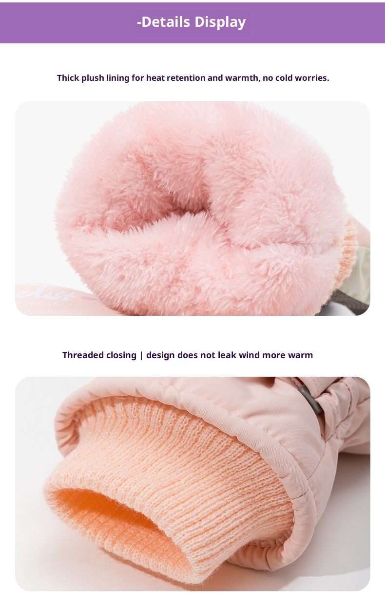 ActiveGo Full Palm Touchscreen Women Winter Fleece Lined Thickened Cold-Proof Outdoor Riding Motorcycle Warm Non-Slip_voghion.com