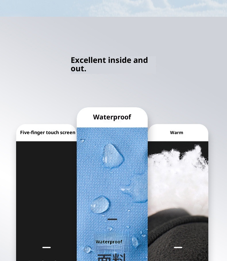 ActiveGo Dropshipping Ski Gloves For Men And Women, Thickened Windproof Cycling Outdoor Touchscreen Five-Finger Snowboarding_voghion.com