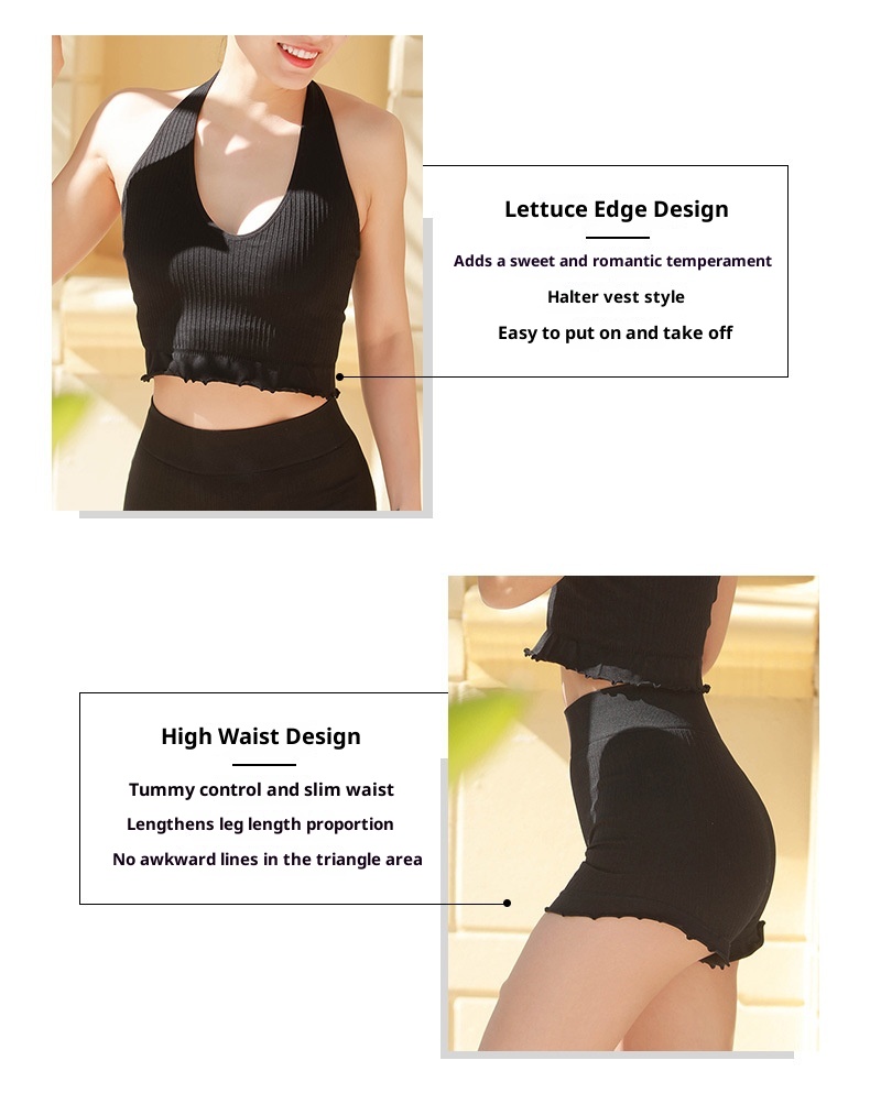 001 Cloud Outfit Set Halter Neck Shorts Fitness Tank Running High Elasticity With Chest Pad Top Yoga Pants_voghion.com