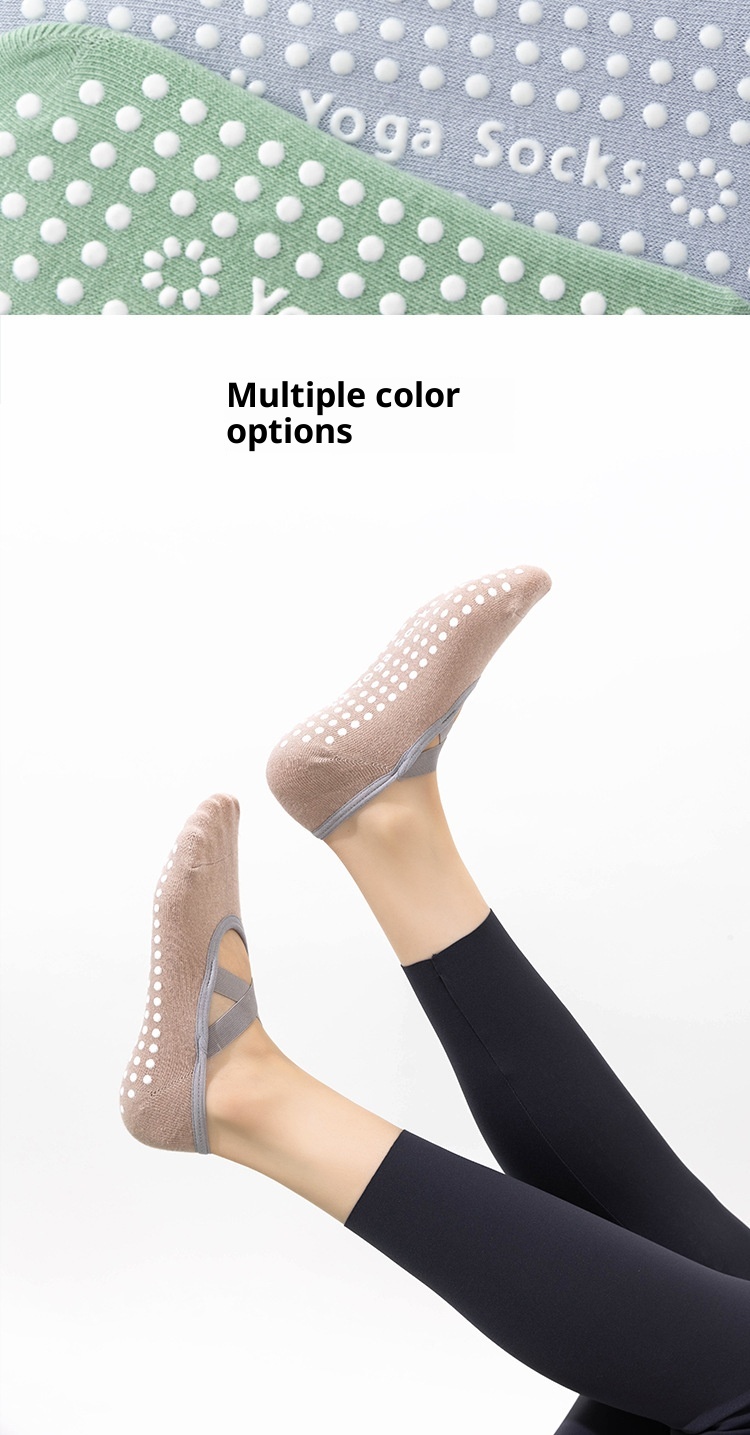 001 Yoga Home Exercise Floor Socks Cross Strap Non-Slip Heel Grips Dotted Anti-Slip Pilates Silicone Indoor Fitness_voghion.com