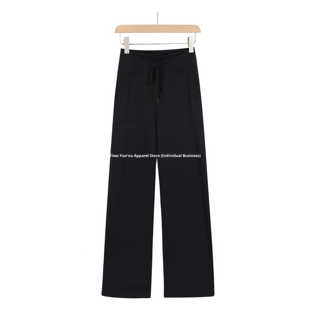 001 Lulu Same Style Original Label Throwback Drawstring Straight Yoga Casual Waist-Cinching High-Waist Draped Magic Pants_voghion.com