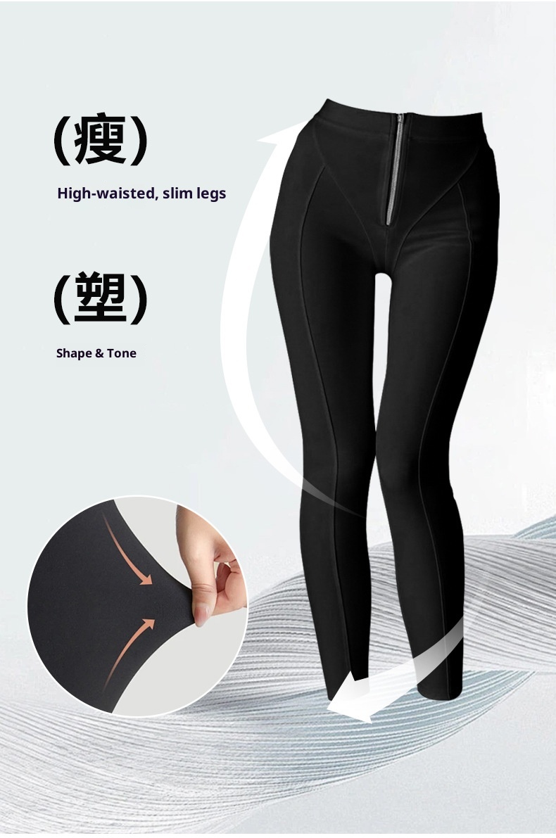 001 Pantaloni fitness con cerniera a vita alta transfrontalieri per donna, pantaloni da yoga ad asciugatura rapida, snellenti e per il sollevamento dei glutei, per sport all'aria aperta_voghion.com